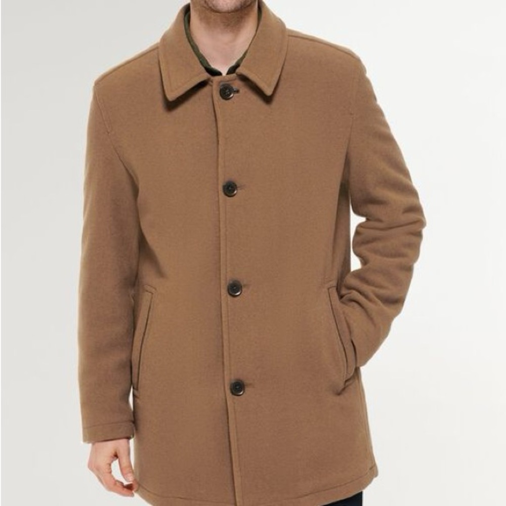 Cole Haan Men's Car Coat Wool Blended Caramel Color Size M-NWT